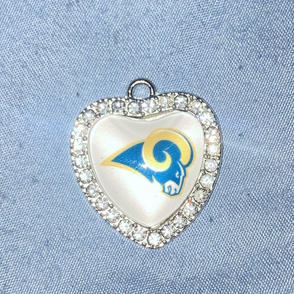 Heart Charm Pendant with Blue and Gold Ram Logo